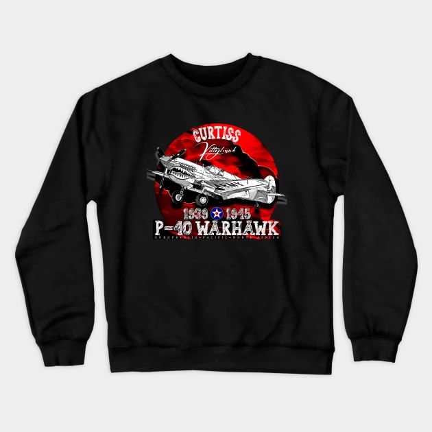 Curtiss P-40 Warhawk  USAF WW2 Fighter Aircraft Crewneck Sweatshirt by aeroloversclothing